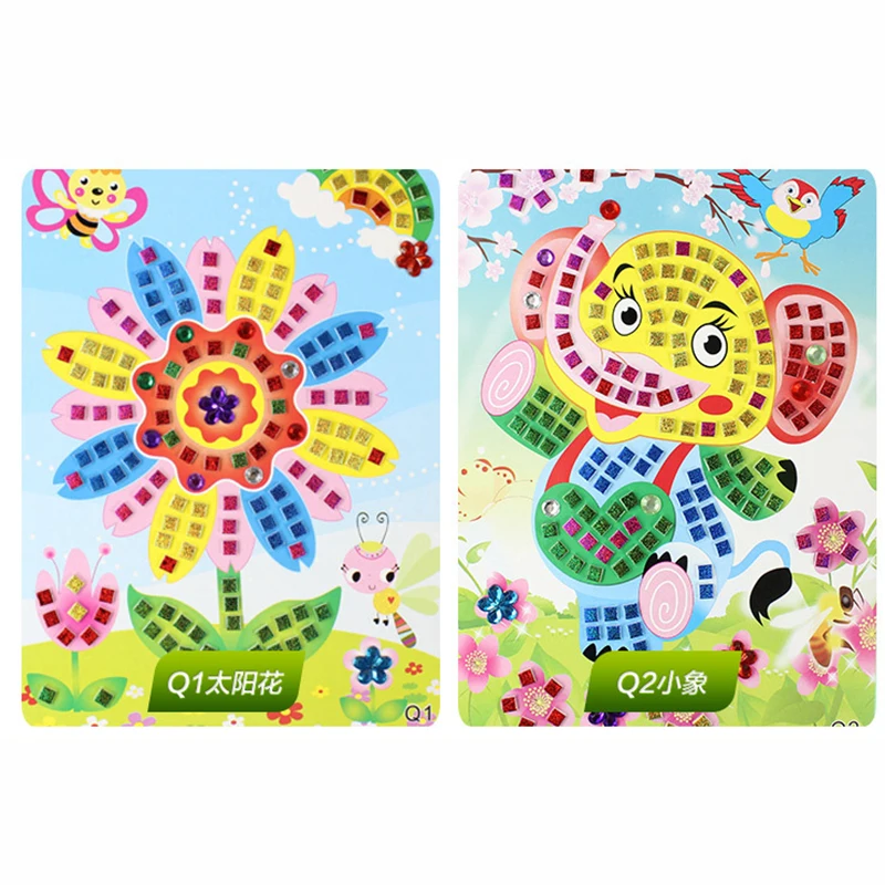 Mosaic Art Stickers kids DIY craft Toys Diamond Puzzle Game Handmade Art Cartoon Creative Educational Toys For Children