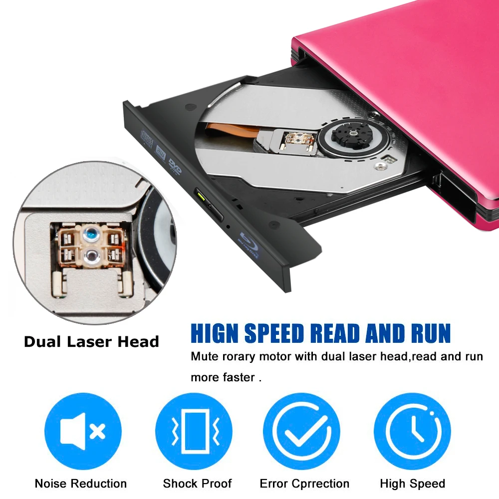 Imagem -04 - Ultra-fino Externo Blu-ray Burner Unidade de Alumínio Usb 3.0 Bd-re cd e Dvd rw Burner Pode Jogar 3d 4k Disc para Laptop