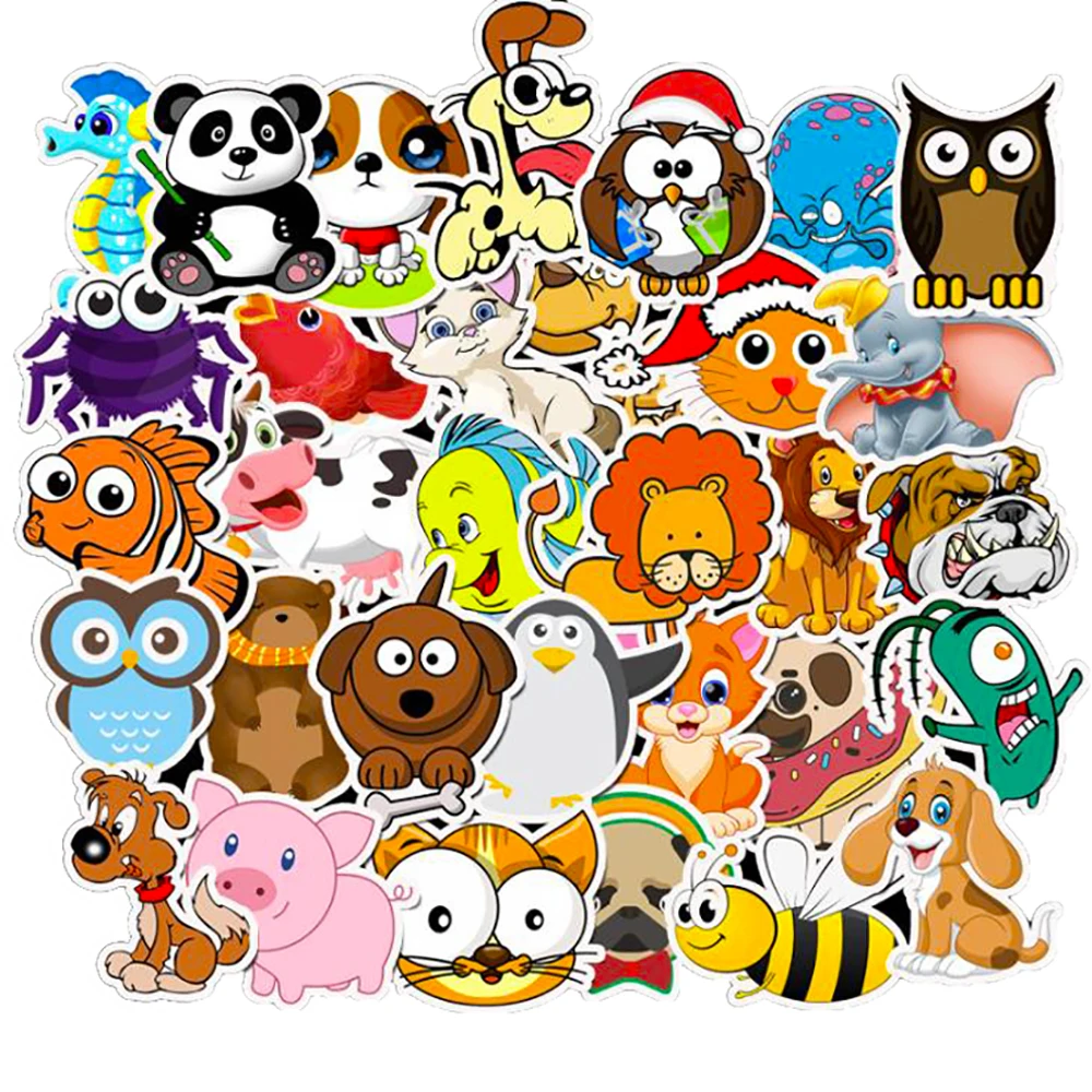 10/30/50PCS Kawaii Animal Cartoon Stickers Car Motorcycle Luggage Guitar Skateboard Waterproof Classic Toy Kid Decal Stickers