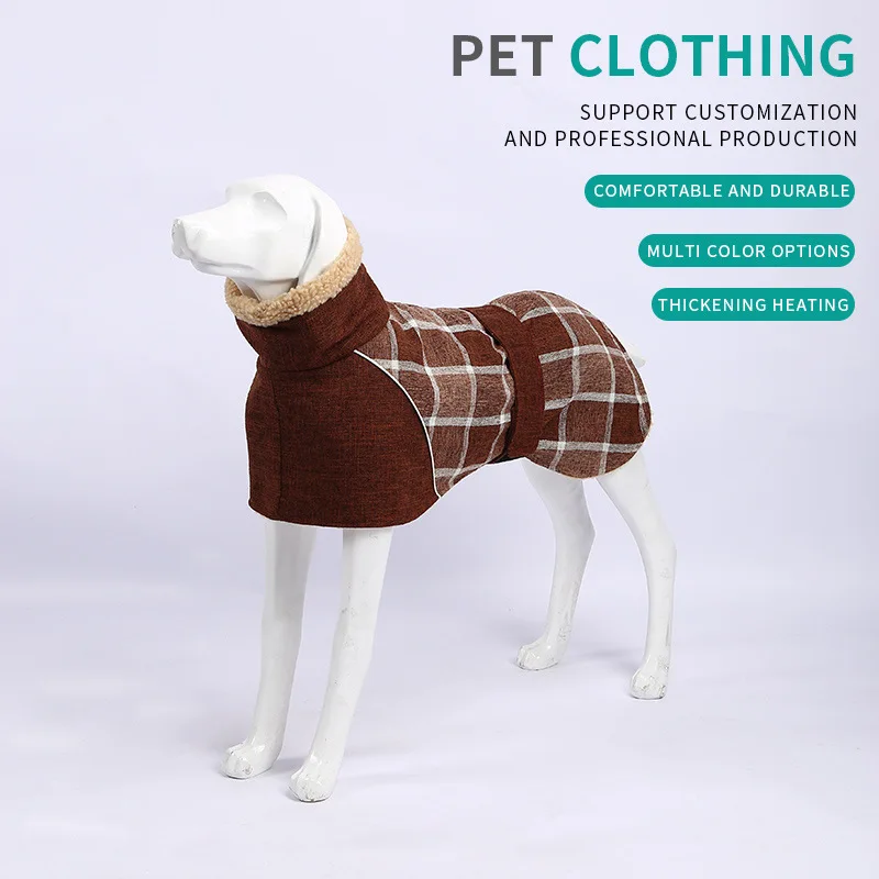 Plaid Wool Coat for Greyhound Greyhound, Reflective Cold-Proof Clothes, Suitable for Autumn and Winter