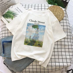 Claude Monet New Summer Female Art Large Size allentato manica corta Casual Letter Printing Harajuku ins top tees t-shirt Vintage