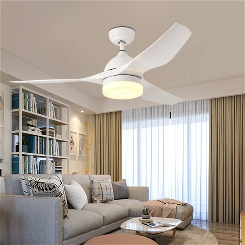 

OURFENG Ceiling Fan With Lights Nordic 3 Colors LED Remote Acrylic Fan Blade For Home Dining Room Bedroom Parlor Office