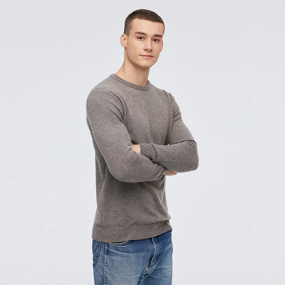 LILYSILK Cashmere Sweater For Men Crew Neck Long Sleeve NEW Free Shipping