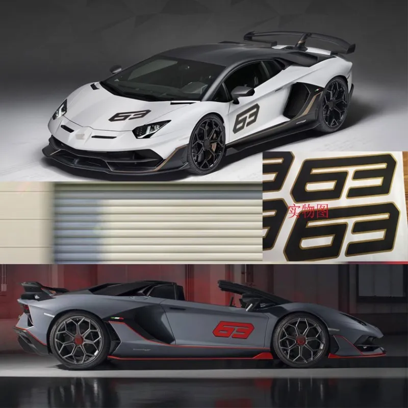 Sports car sticker FOR Lamborghini Aventador SVJ 63 personalized custom decal SV number 63 decal