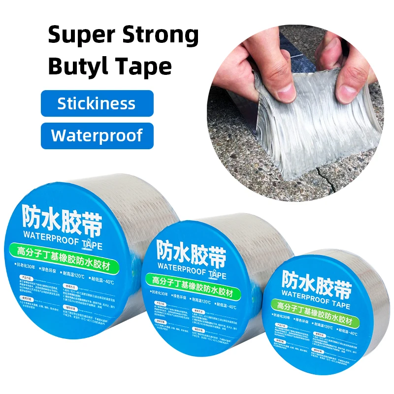 

Aluminum Foil Butyl Rubber Tape Self Adhesive Resistance Waterproof High Temperature for Roof Pipe Repair Home Renovation Tools