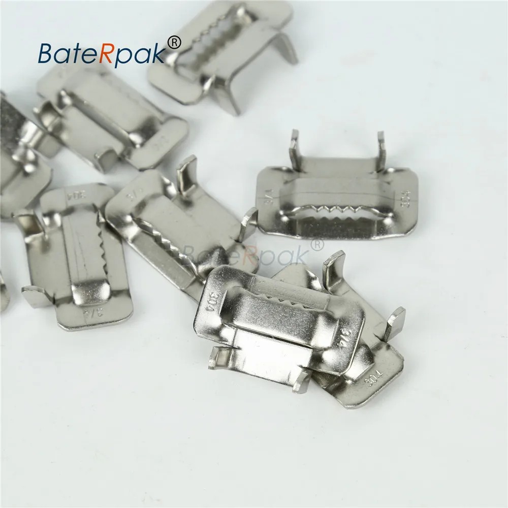 BateRpak #304 الفولاذ المقاوم للصدأ نوع الأسنان المشابك لربط الصلب (أدوات وأشرطة شراء اضافية) 50/100 قطعة/صندوق