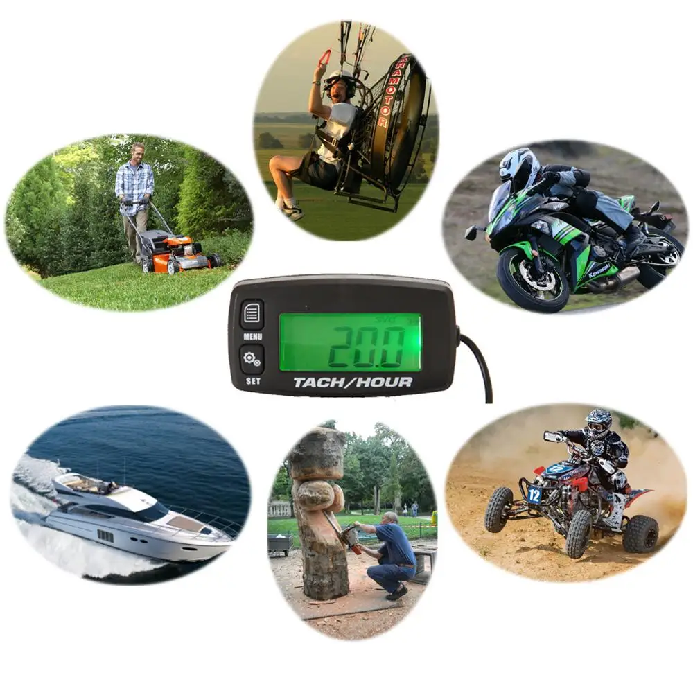 Tachometer Motorcycle Meter Resettable Digital Tacho Hour Meter For Boats Marine ATV Snowmobile Generator Mower Jet Ski Pit Bike