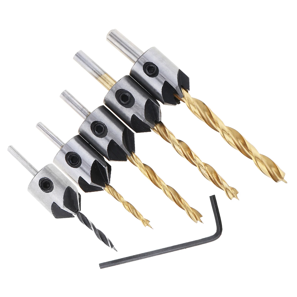 2pcs-8pcs 3mm-10mm HSS Twist Drill Bit Set High Speed Steel Carpentry Countersink Woodworking Hole Drilling Tool with Wrench