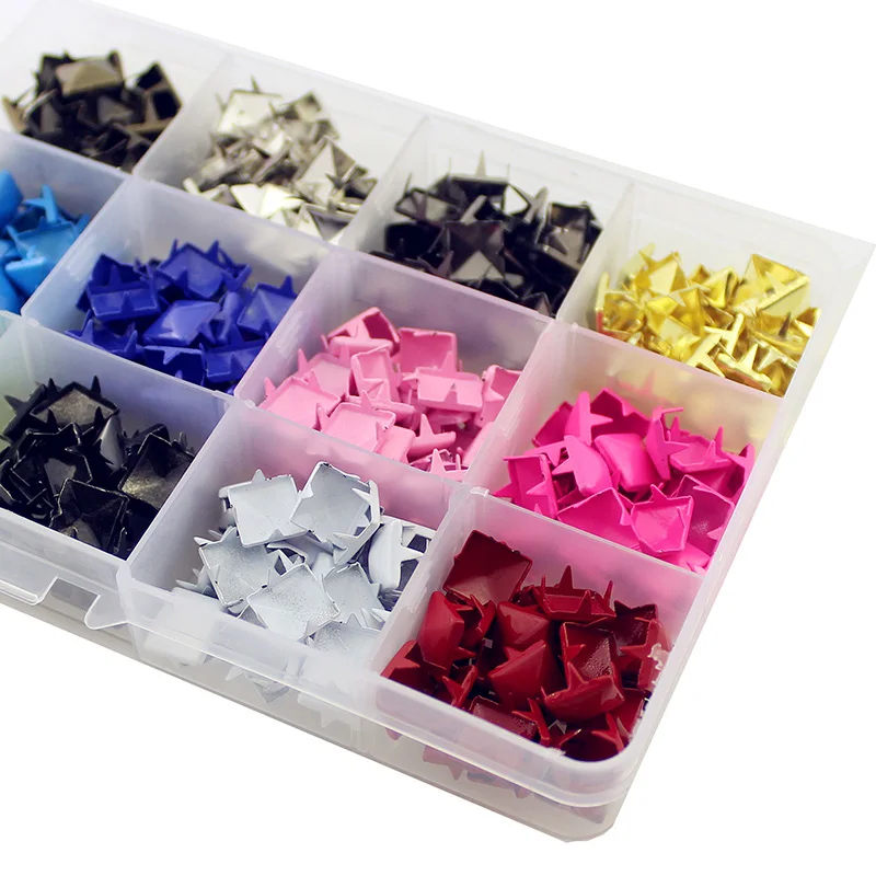 420pcs Colorful 9mm Square Pyramid Claws Rivets For Leather Punk Spikes And Studs For Clothes Bag Belt Diy Accessory