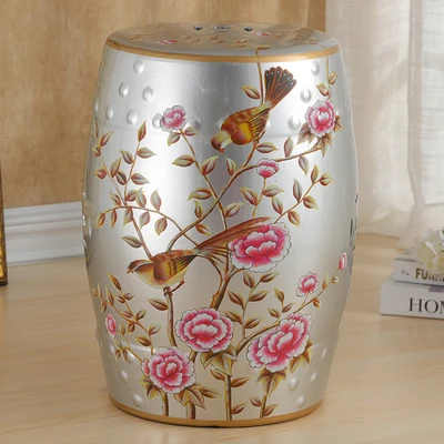 Banqueta de cerâmica decorativa antiga de peônia e polegadas para jardim