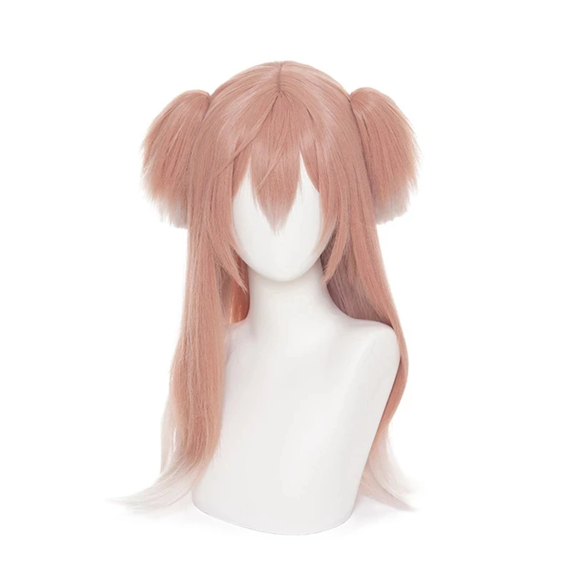 Genshin Impact Yanfei Cosplay Wig Gradient Pink Clip Ponytails Heat Resistant Synthetic Hair Yan Fei  Wigs + Wig Cap