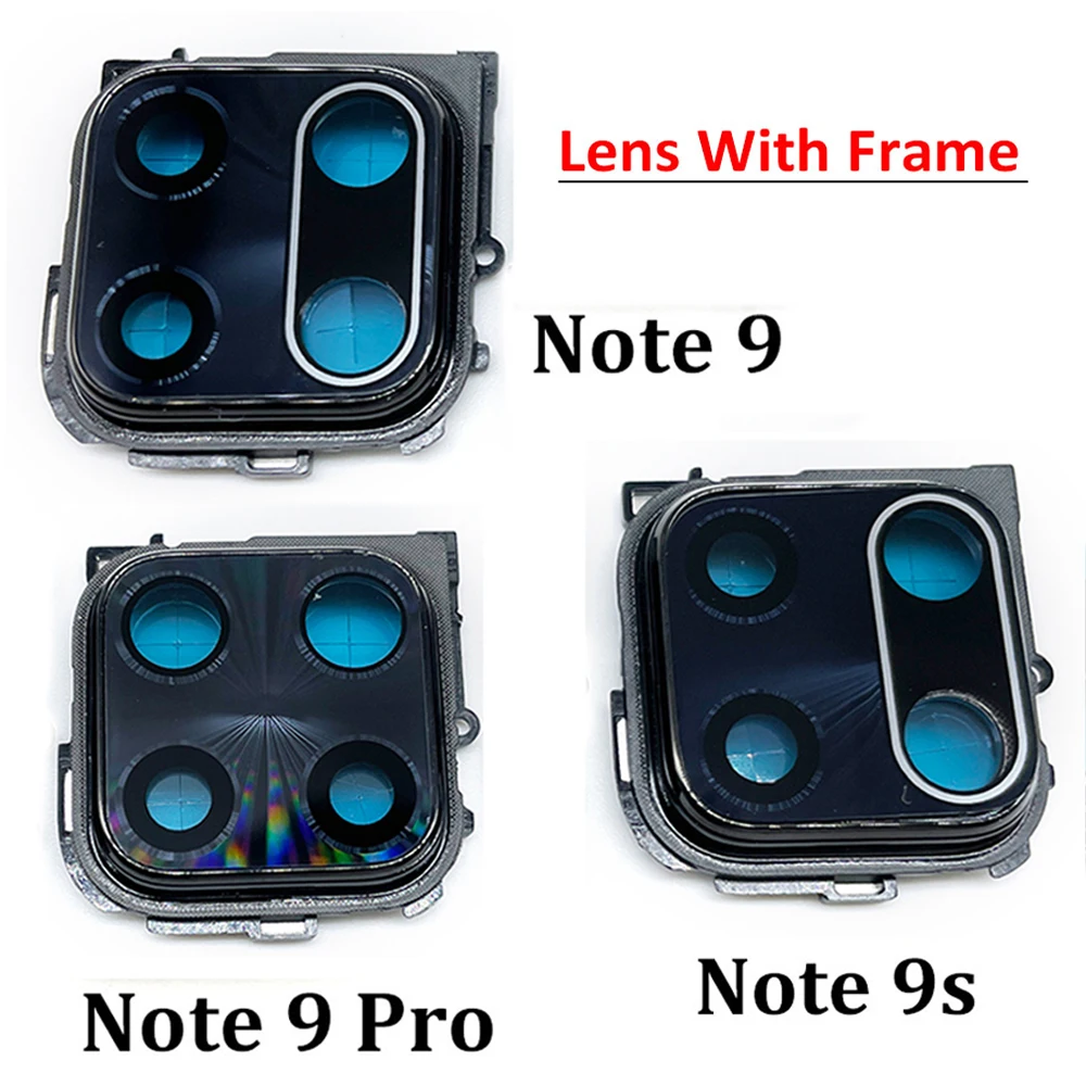 10Pcs, NEW Rear Camera Glass Lens Cover With Frame Holder Replacement Parts For Xiaomi Redmi Note 12 4G 9 9S / 9 13 Pro Plus 5G