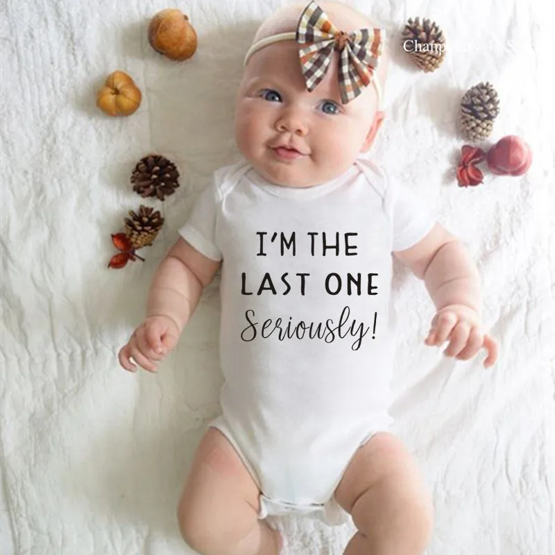 

Lovely I'm The Last One Seriously Baby Bodysuit Pregnancy Announcement Clothes 100% Cotton One Piece Boy Girl Shower Gift