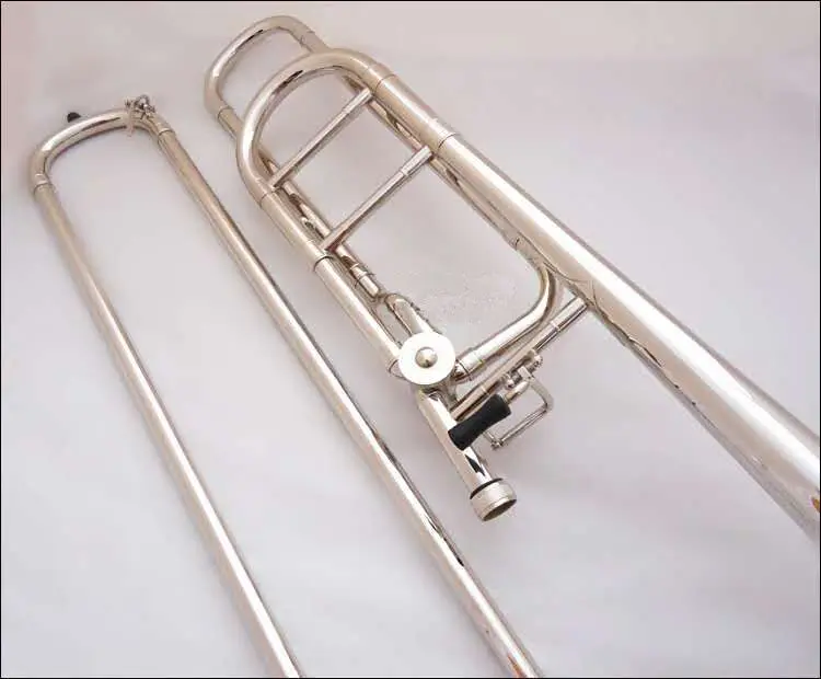 Newest Beautiful Bb/f  Tune Bach Tenor Trombone Nickel plated musical instrument with Mouthpiece Cleaning Stick Case