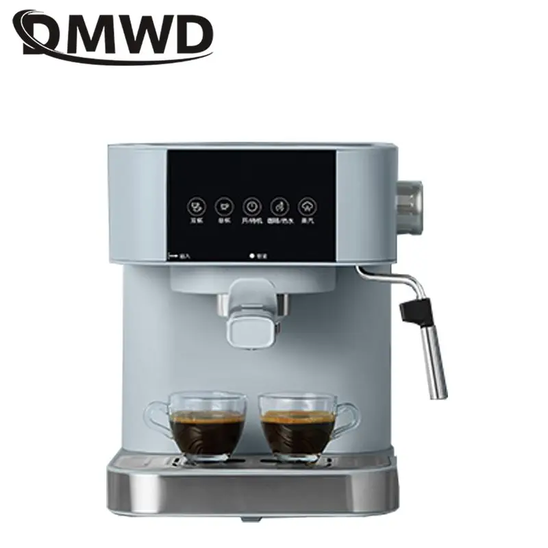 DMWD 1.5L Small Espresso Coffee Machine Semi-automatic Coffee Maker Cappuccino Moka Milk Frother Foamer High-pressure 15 BAR