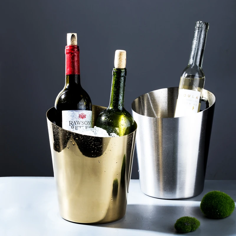 Stainless Steel Ice Bucket Beer Wine Whiskey Chiller Bar Tools Champagne Wine Cooler Barrel Wine Holder Freeze Bottle Bucket