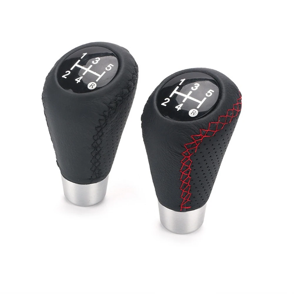 Universal 5 Speed 5R Car Red Line Manual Leather Shifter Cover Stitch Gear Shift Knob Shifter Cover AT MT Fit For Honda Toyota