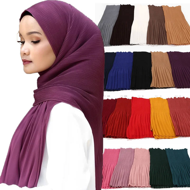 

Pleated Wrinkle bubble chiffon Hijab scarf shawls crinkle muslimTurban wraps women shawls long wrap scarves 24 colors 100pcs/lo