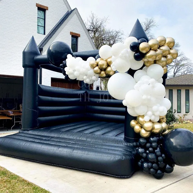 

free air shipping to door,wedding/birthday/anniversary party bouncer house,4x4m black/white inflatable jumper castle