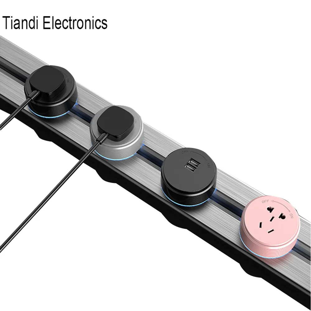 Movable Wall-mounted Power Track Socket Free-sliding Waterproof Multifunction Outlet Panel With USB Charge Wifi Control Adapter