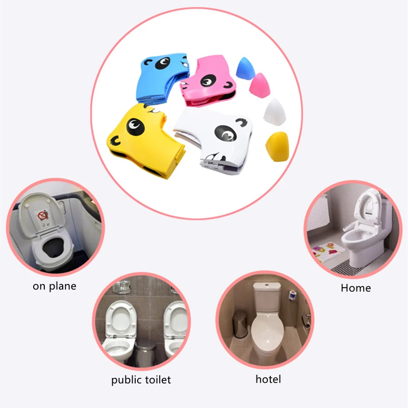 Upgrade Kids Panda Potty Training Seat Portable Travel Toilet Cover Foldable Reusable Pot Ring With Splash Guard Non-Slip Pads