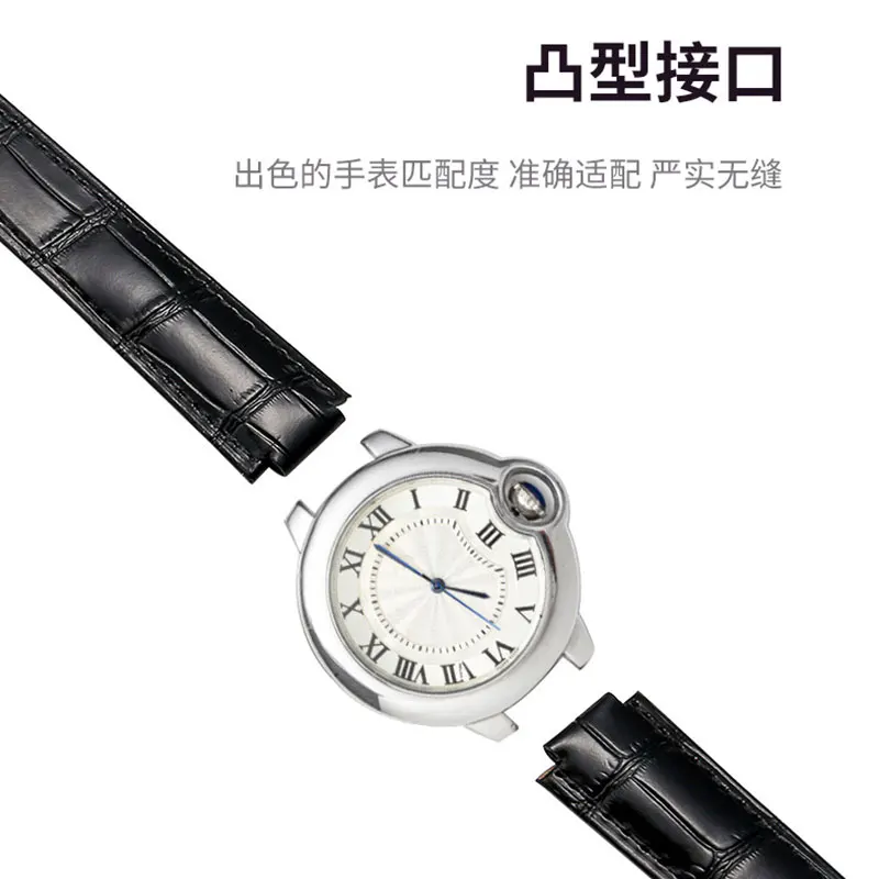 14-8mm,16-8mm,18-11mm, 20-12mm, 22-14mm Genuine Leather Watchband For Cartier Blue Balloon Bracelet Replace Watch Cowhide Strap