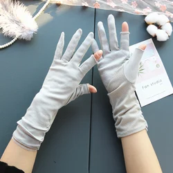 Guantes finos de longitud media para mujer, de algodón, protección solar para conducir, sin dedos, novedad de verano 2024