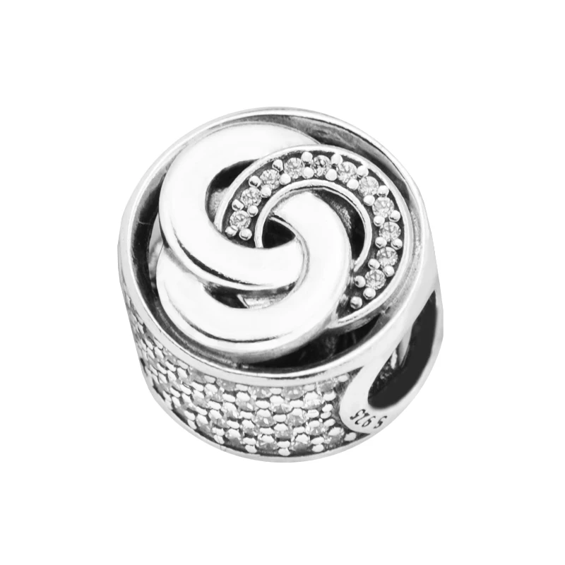 Interlinked Circles Clear CZ Charm Schmuckherstellung Sterling Silber Schmuck Charms für Frau Passend für Perlen DIY Armbänder