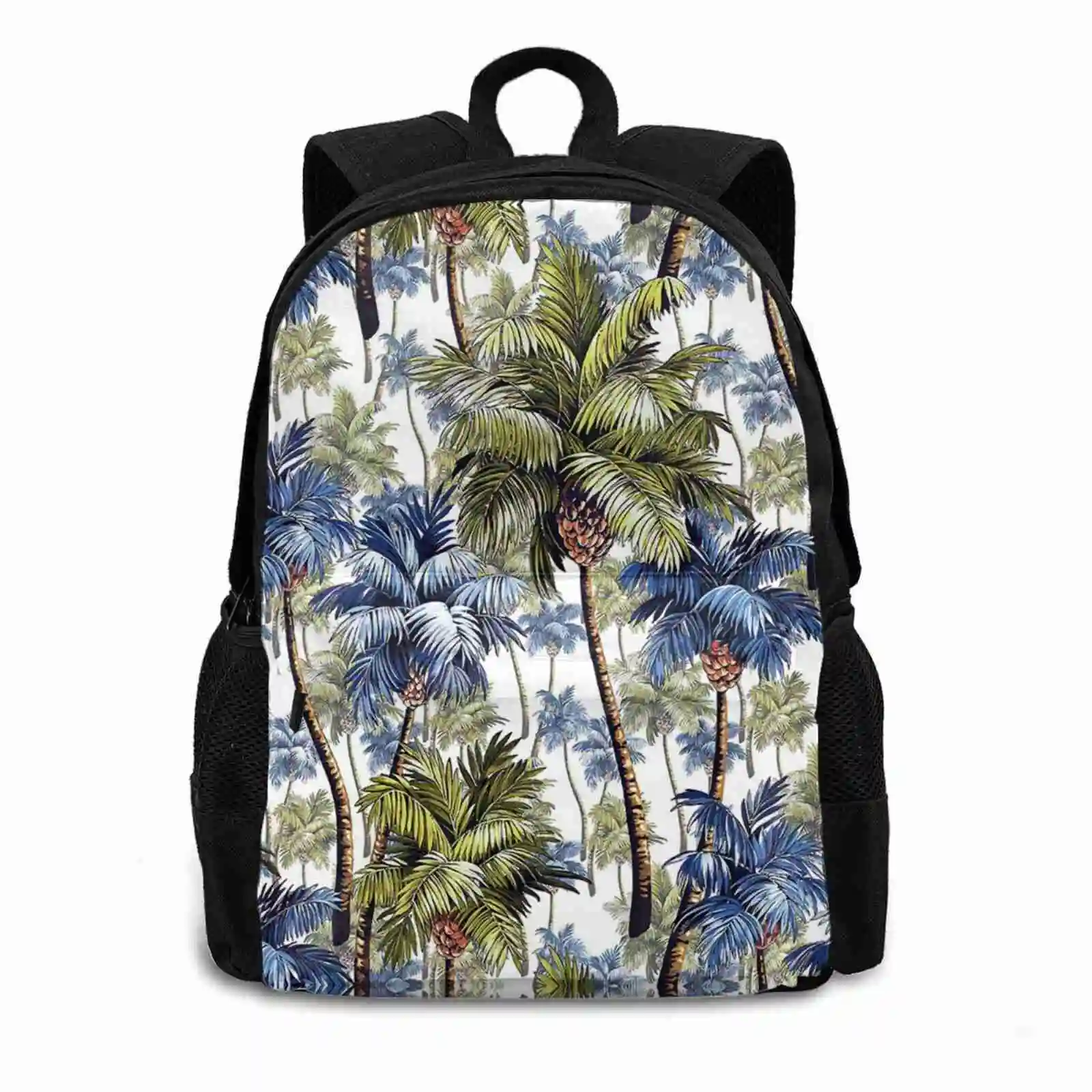 Palm Trees Pattern Print Hot Sale Schoolbag Backpack Fashion Bags Palm Tree Trees Blue Green White Tropical Jungle Arecaceae