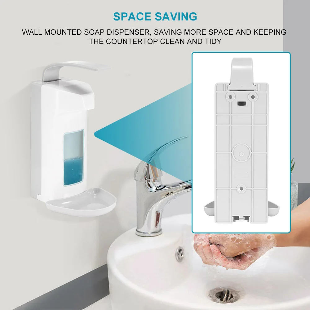 In Stock 1000ml Elbow Disinfection Dispenser Wall-Mounted Soap Dispenser Spray Hand Sterilizer Manual Type Medical Device image 5