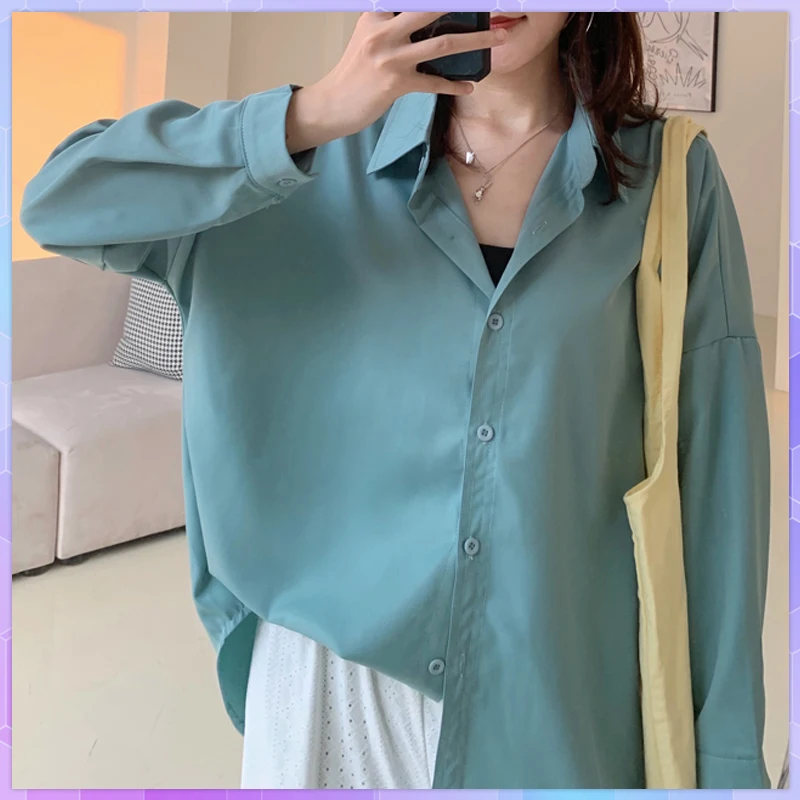 Solid Chiffon T-shirt Women's Tee Shirt  Casual Cardigan Tops Loose Long Sleeved White Shirts Thin Top Office Lady  Blusas