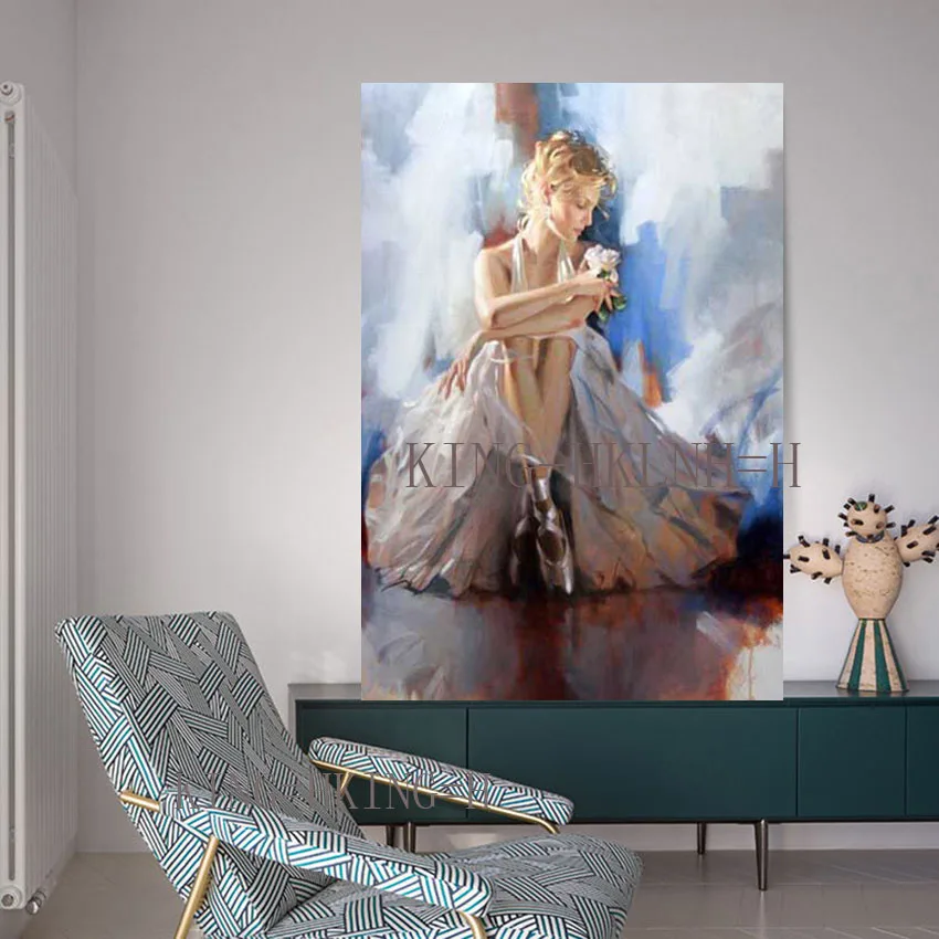 Art - Flying Skirt 100% Hand-painted Modern Wall Art for Home decoration Abstract Girl Dancing Oil Painting on Canvas Art Work