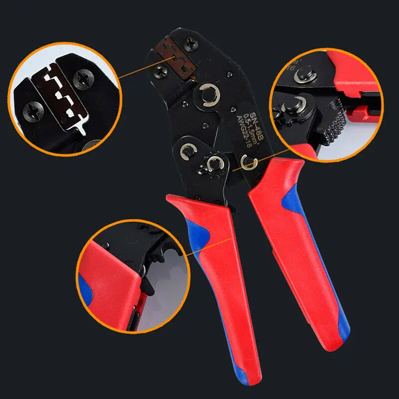 2.8/4.8/6.3mm universal spring plug wire crimped crimping hand tool connection Terminals Electrical Insulated Assortment SN-48B