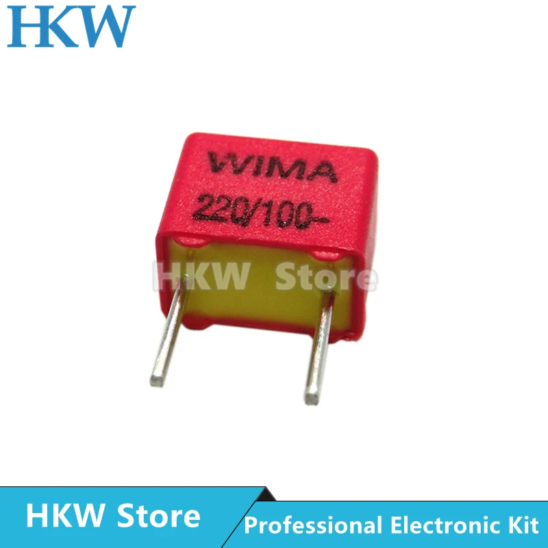 5pcs Original WIMA 220PF 100V RED FKP2 5MM Film Capacitor Hi-Fi Audio Capacitors 100V 221 220pF 5% 100V220PF