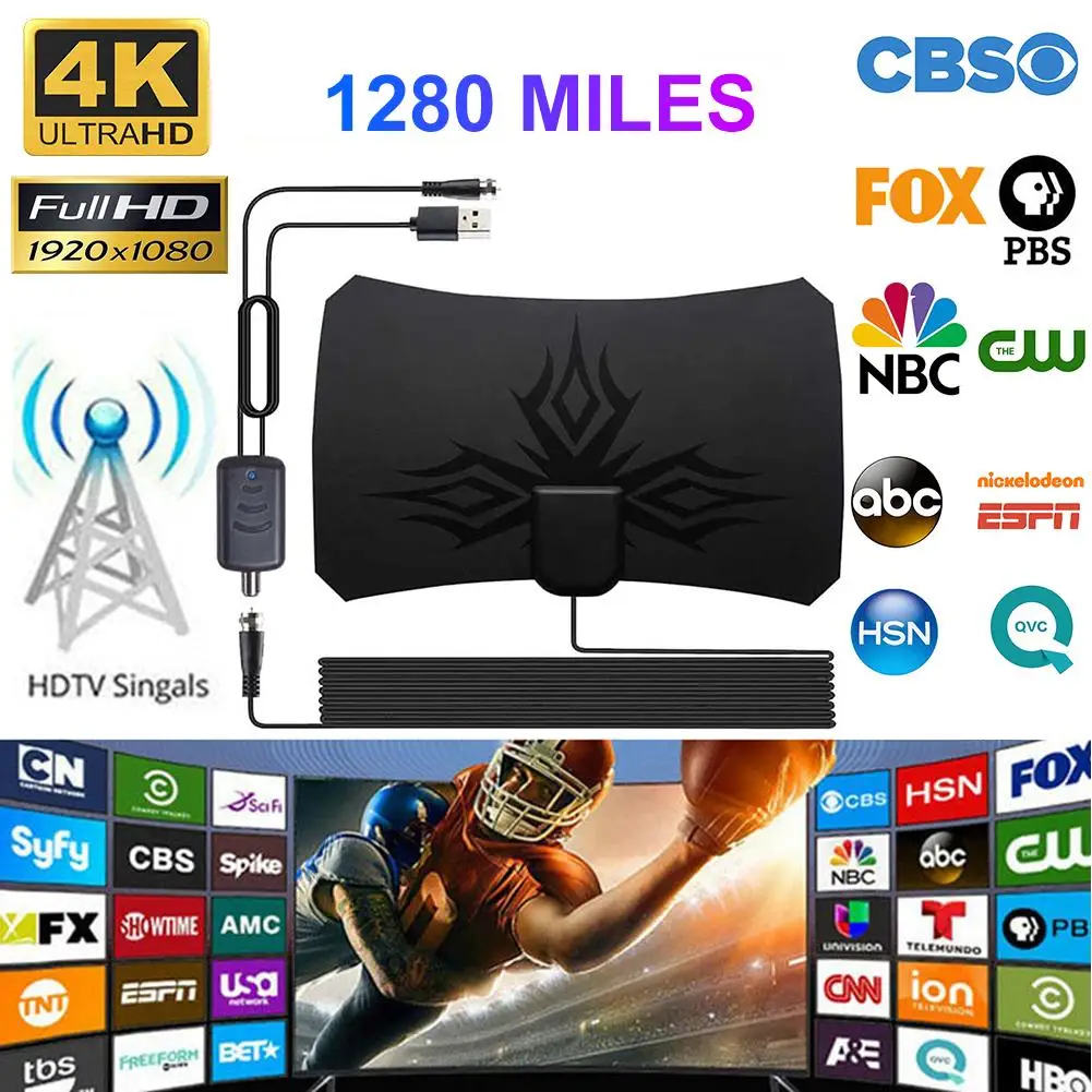 ใหม่1180 Miles 4K HDTV ในร่มเสาอากาศทีวีเครื่องขยายเสียง Booster สัญญาณทีวีรัศมี Surf Fox Antena HD เสาอากาศทีวีทางอากาศ
