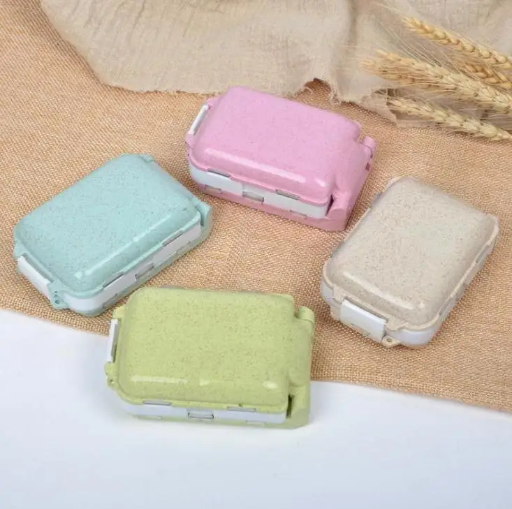 Wheat Straw Portable Travel Pill Box Medicine Pill Storage Case Organizer For Travel Wholesale