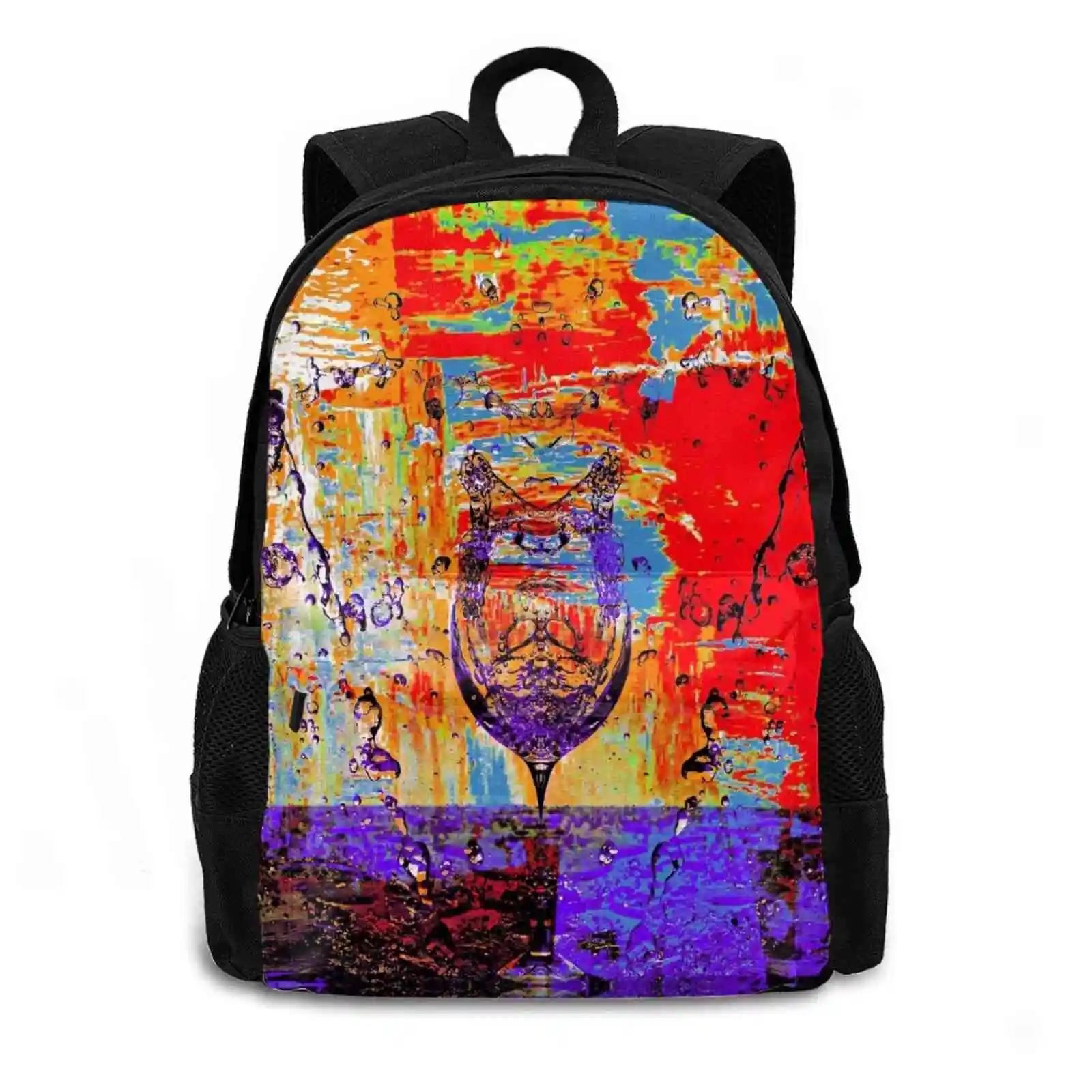 Spill Hot Sale Schoolbag Backpack Fashion Bags Abstract Spill Drink Glass Liquid Drops