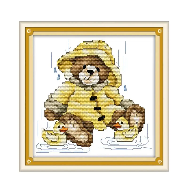 12 pattern bears cross stitch kit Christmas cartoon animal bear 14ct 11ct count print canvas embroidery DIY handmade needlework