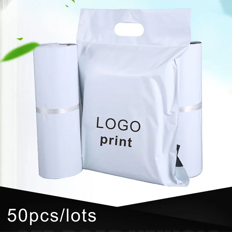 Waterproof Plastic Package mail Bag, Express Storage Bag, White Self-Sealing Glue, Thick, Custom Logo Printing, 100Pcs