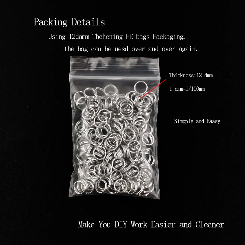 100-200 teile/los 4 5 6 8 10 12mm Öffnen Sprung Ringe Doppel Loops Split Ringe Connectors Für schmuck Machen Zubehör DIY Halskette – Detail 4