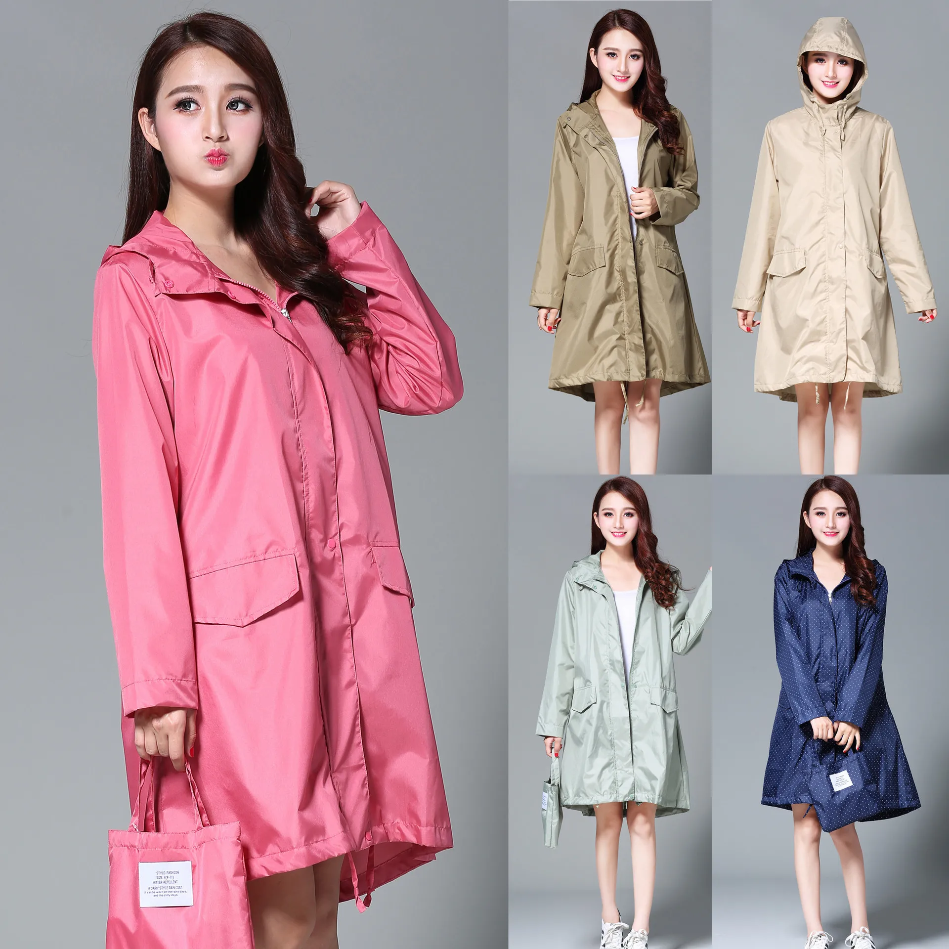 Women Raincoat Breathable Portable Ladies Long Raincoat Waterproof  Rain Coat Women  Jacket