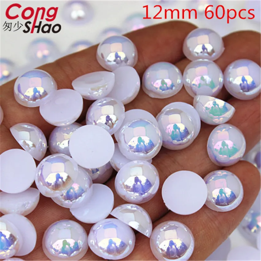 Mix Size AB Color Flatback Half Round Pearl Craft ABS Imitation Pearl Acrylic Rhinestones Scrapbook Beads 3D Non HotFix Nail Art