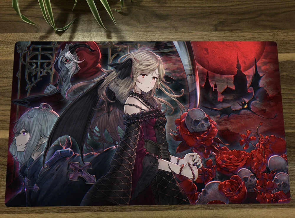 YuGiOh Vampire Fraulein TCG Mat Trading Card Game Mat CCG Playmat Anti-slip Rubber Mouse Pad Desk Play Mat 60x35cm Free Bag