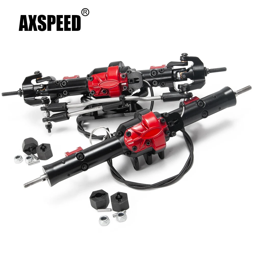 AXSPEED Aluminium Alloy Front / Rear Axle with Differential Lock for D90 1:10 Scale RC Rock Crawler Car Model Accessories Parts