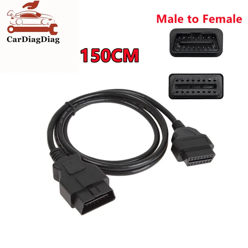 Car OBD2 Extension Cable 16 Pin OBDII OBD 2 EOBD Extend 16pin Female to Male Connector for Car Diagnostic Tool 150CM