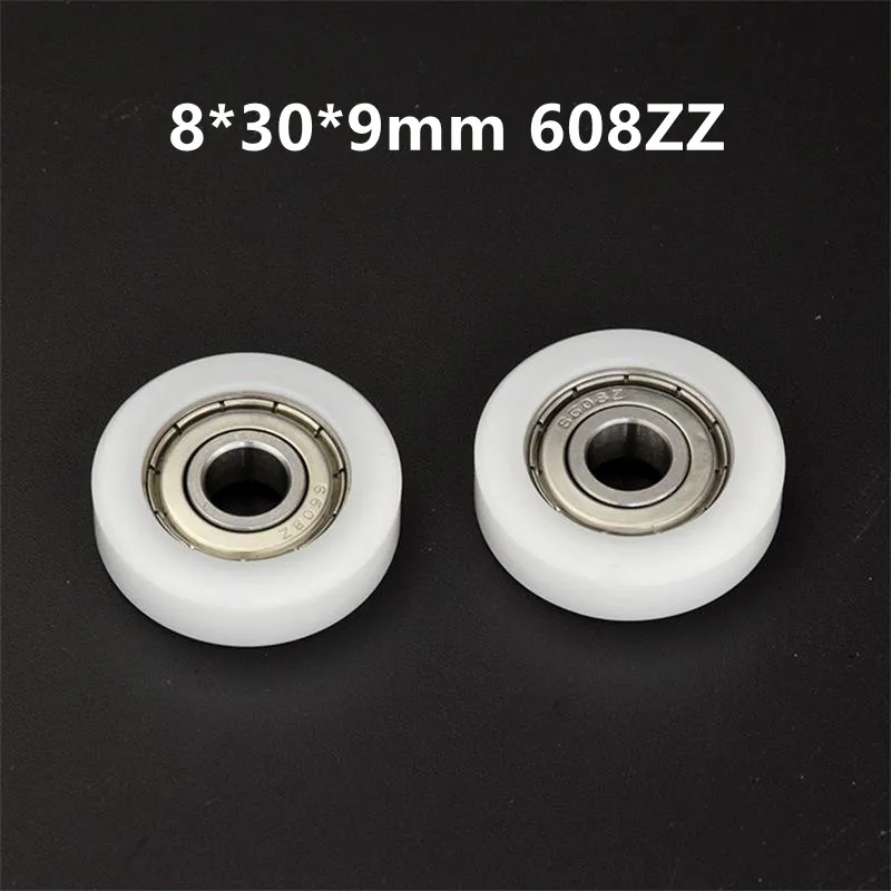 

10pcs/50pcs Flat Roller 8*30*9mm 608ZZ Stainless Bearing POM Plastic Coated Pulley Guide Wheel Low Noise Roller 8x30x9mm