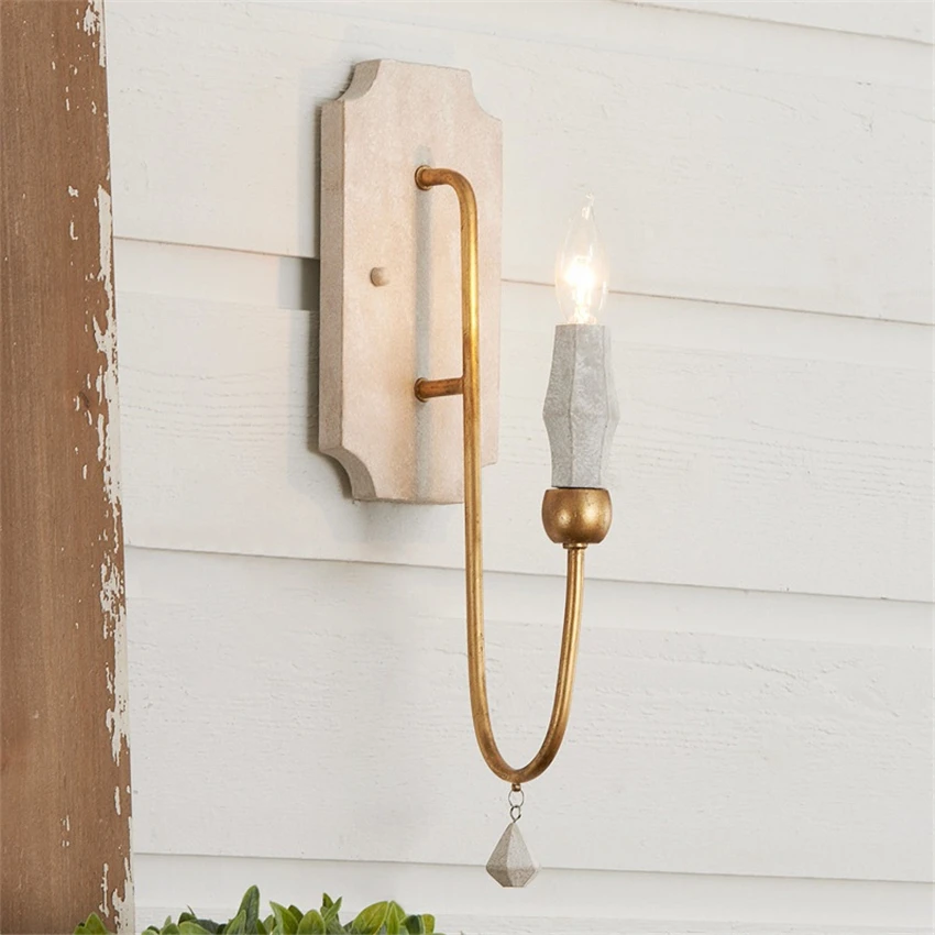 Vintage Elegant Candlestick Wood Wall Lamps American Art Living Room Lamp Sconces Wall Lights Bedroom Bedside Deco Lighting