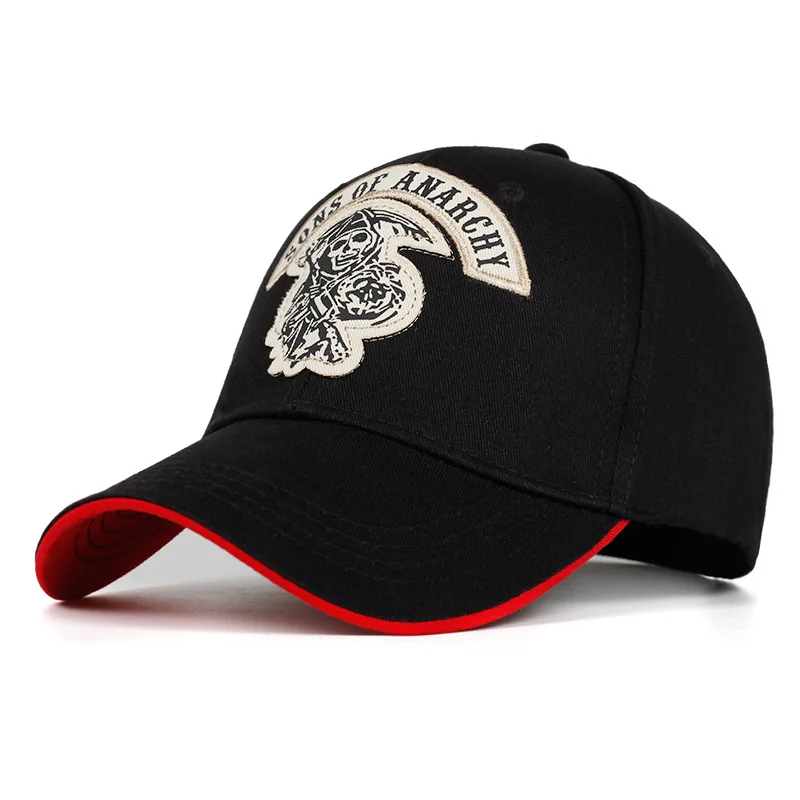 SAMCRO-Casquette de Baseball SOA Sons of Anarchy, Chapeau de dehors Décontracté, Brodé de Crâne, à la Mode, de Haute Qualité, pour Course de Moto