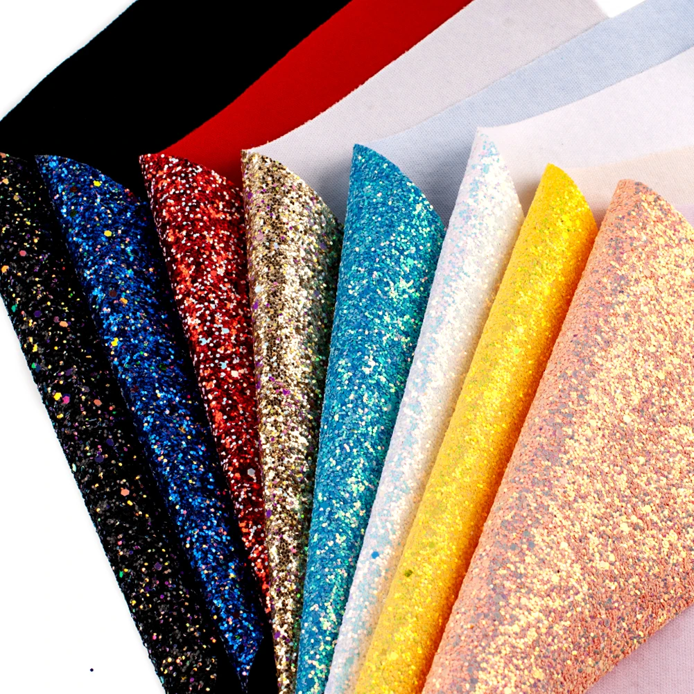 

Shinly Chunky Glitter Leather 8-piece Set of Solid Color Sheets A4 22*30cm for Decoration Headband Bow Decoration