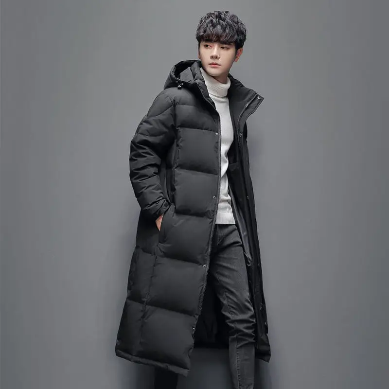 

Fashion Solid Color Over The Knee Long Couple Warm White Duck Down Warm Jacket Winter Men and Women Down Jacket New Clothing 256